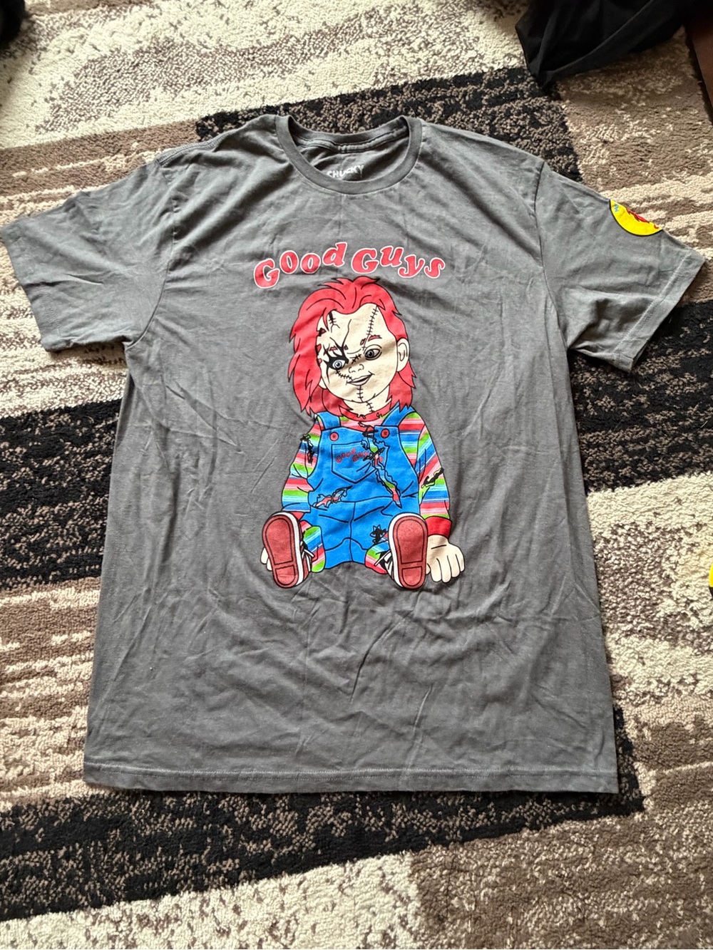 Good Guys Chucky Horror Graphic Mens Tee - Gray with Red & Multicolor